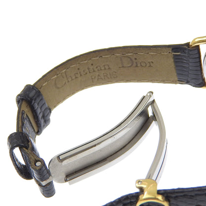 Christian Dior Watch 58.121.2 Gold Plated Women's Gold Quartz Analog White Dial Leather Strap.