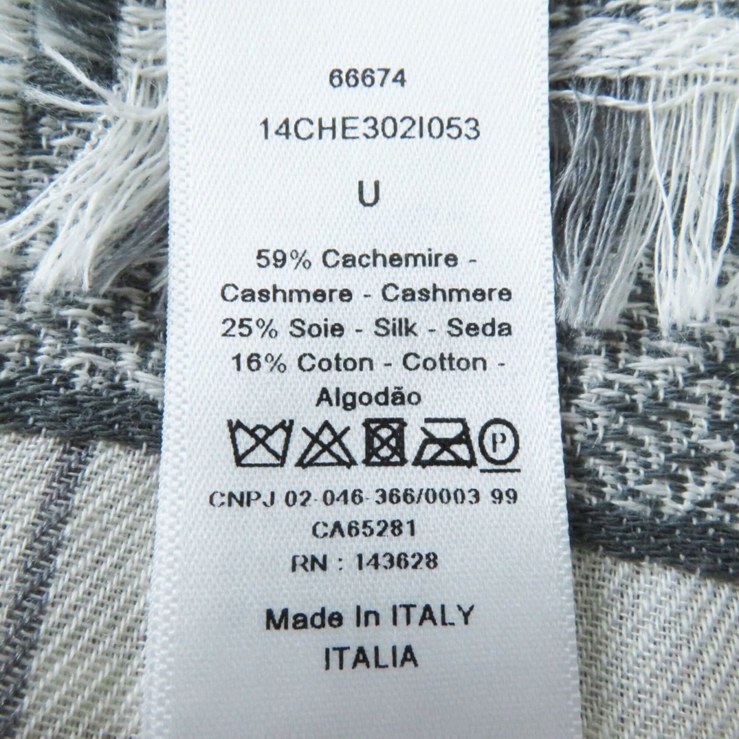 Cashmere Stole 59% Silk Dior Homme Cotton