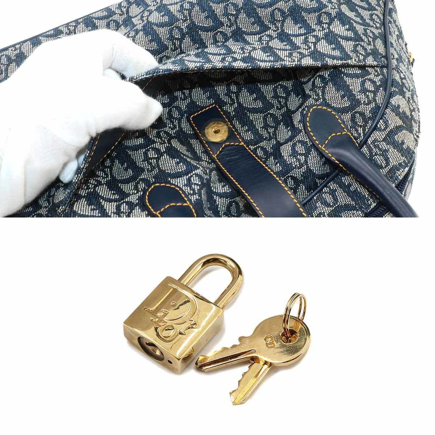 CHRISTIAN DIOR Handbag Saddle Bag Canvas Leather