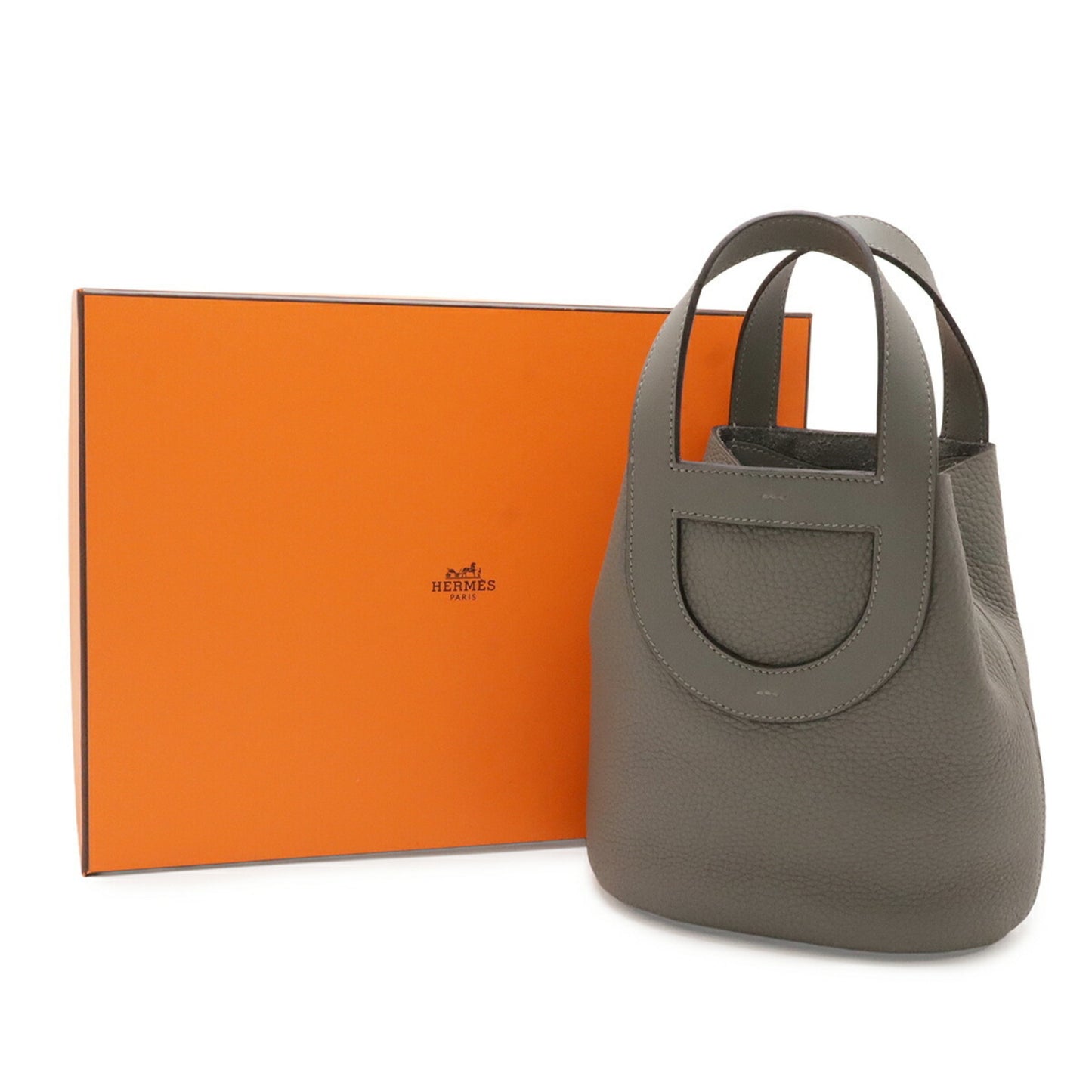 HERMES Tote Bag Taurillon Clemence Leather Swift Leather