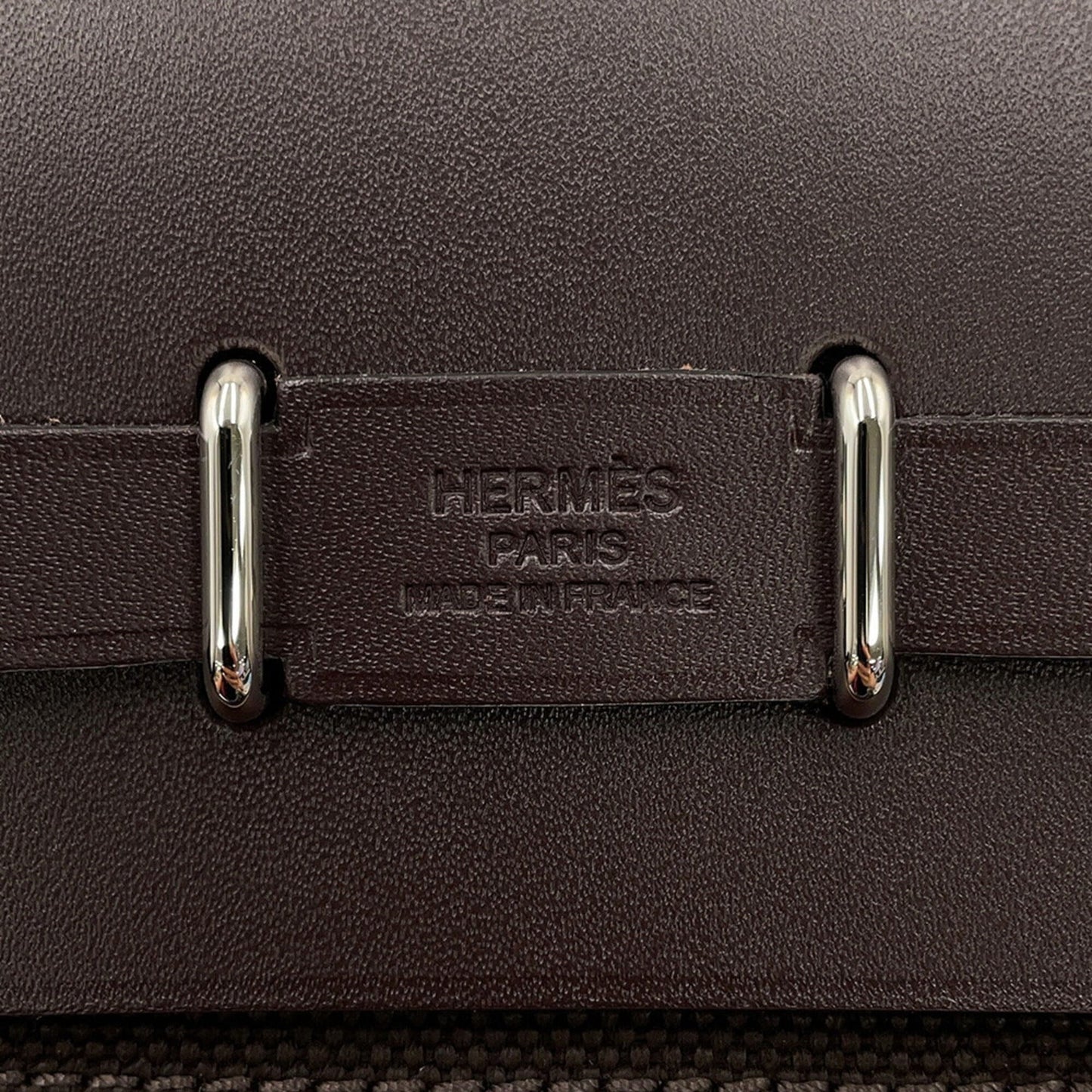 HERMES Shoulder Bag Canvas Leather