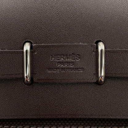 HERMES Shoulder Bag Canvas Leather