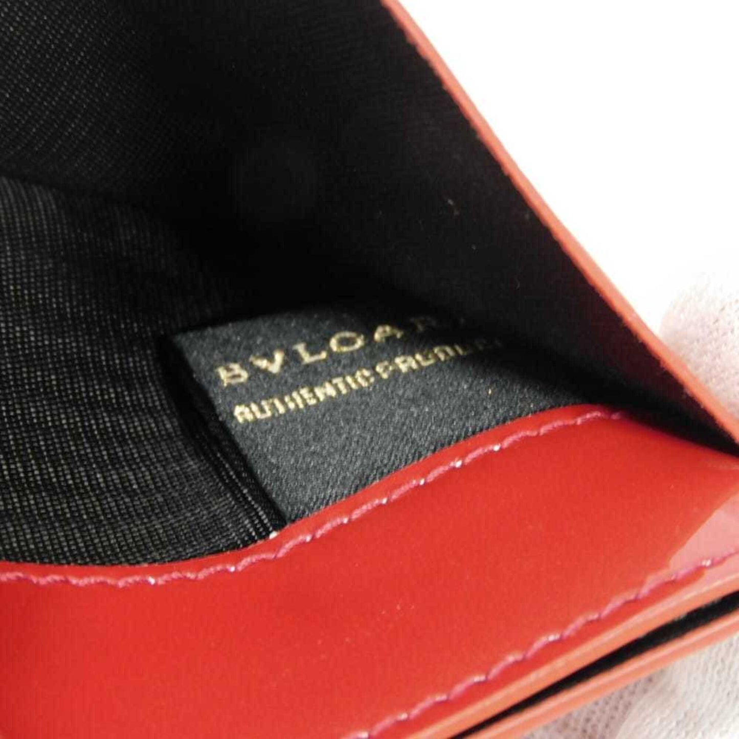 Patent leather card case bvlgari