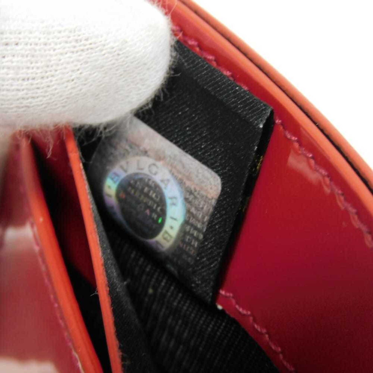 Patent leather card case bvlgari