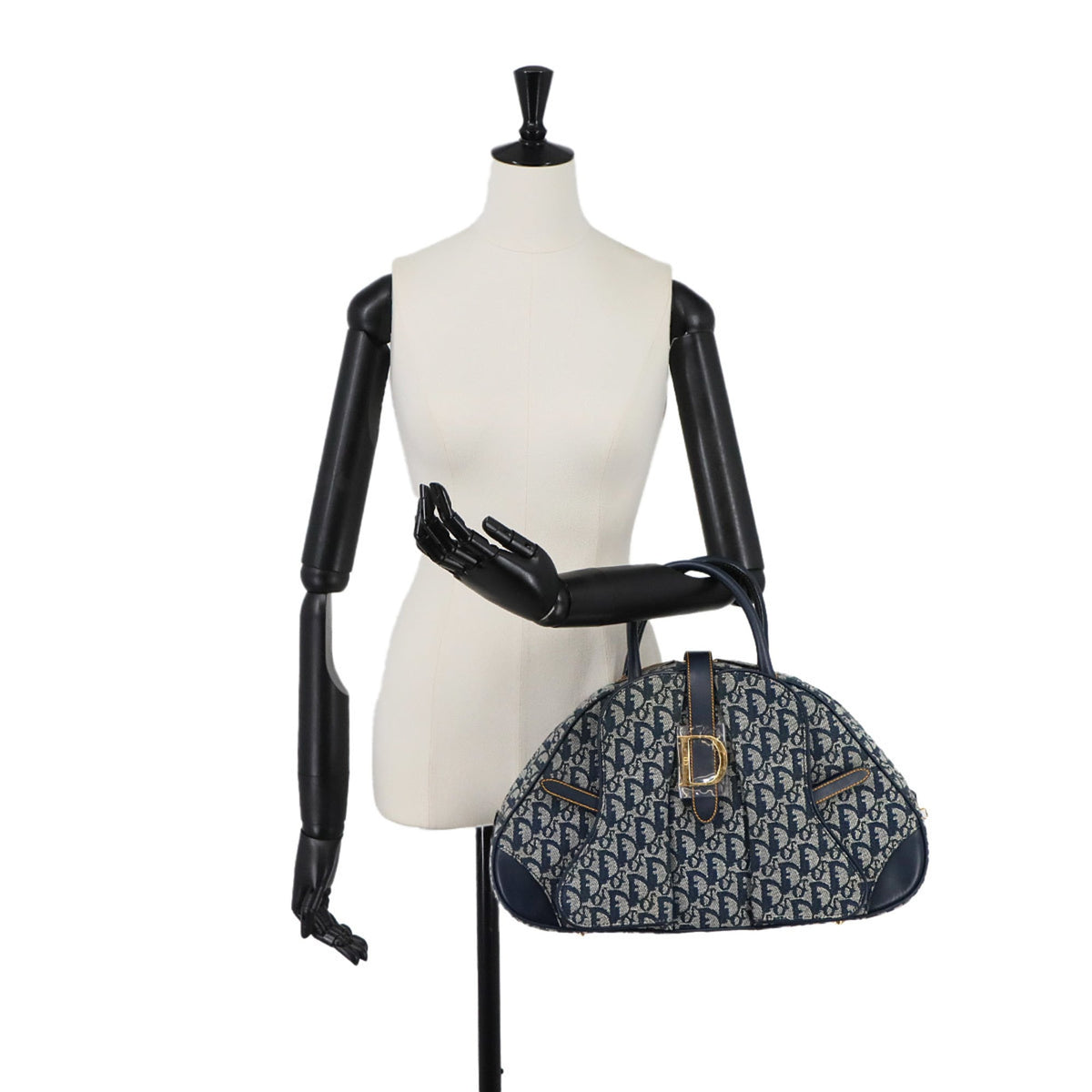 CHRISTIAN DIOR Handbag Saddle Bag Canvas Leather