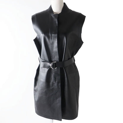 Hermes Vest Lamb Leather Black Women 36