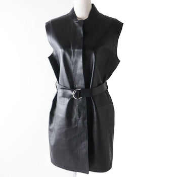 Hermes Vest Lamb Leather Black Women 36