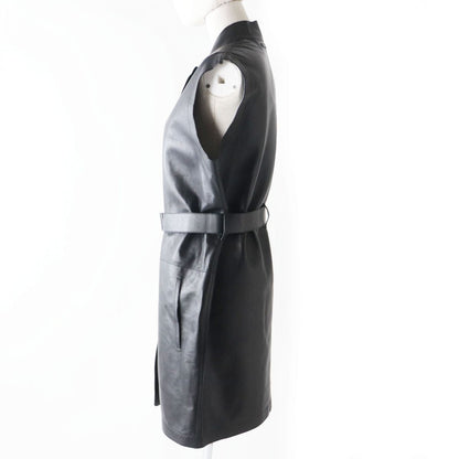 Hermes Vest Lamb Leather Black Women 36