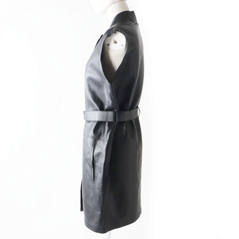 Hermes Vest Lamb Leather Black Women 36