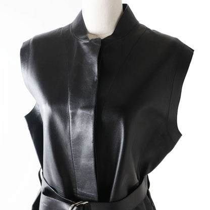 Hermes Vest Lamb Leather Black Women 36