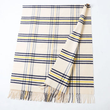 Hermes Scarf Image Reference Light Beige X Navy X Yellow<Br>
Check Pattern Women