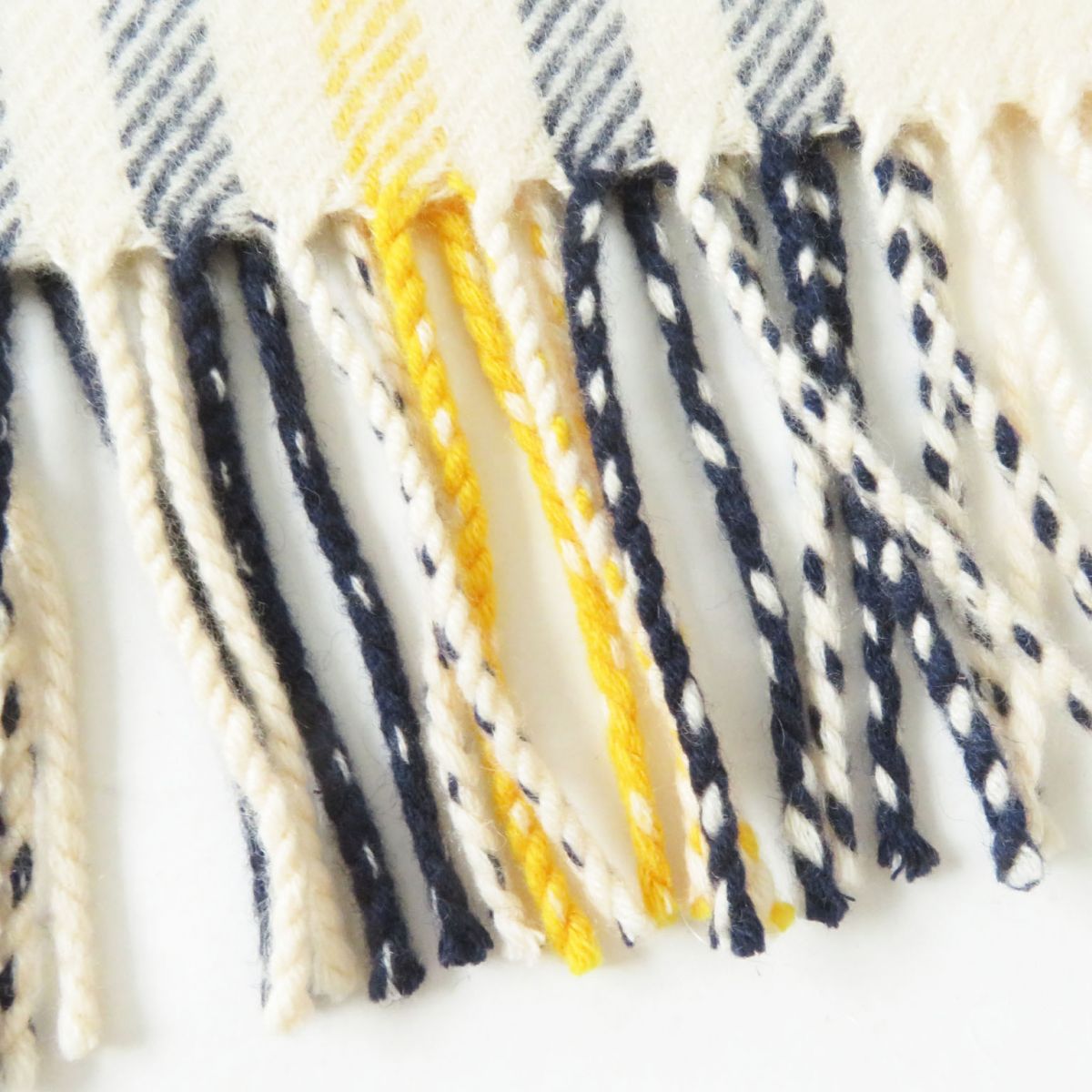 Hermes Scarf Image Reference Light Beige X Navy X Yellow<Br>
Check Pattern Women