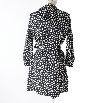 Louis Vuitton Trench Coat Image Reference Black X White (Dot Pattern) Women