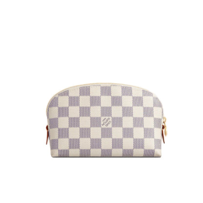 Louis Vuitton Pouch N60024 Damier Azur Canvas, Leather White Pochette Cosmetic Cosmetic Pouch Women