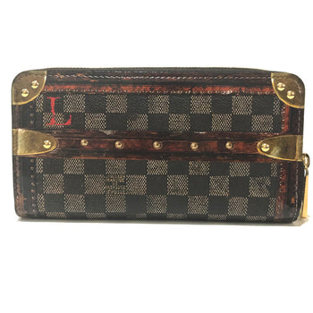 Louis Vuitton Long Wallet Purse M63490 Damier Canvas Brown Transformed Damier Trompe Lfoeil Zippy