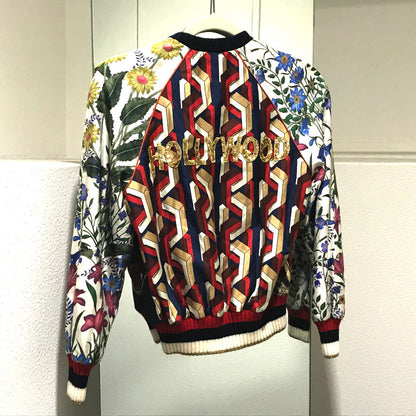Gucci Blouson 476247 Silk, Sequins White X Multicolor Tiger Print Bomber Jacket Jacket Outerwear