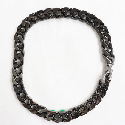 Louis Vuitton Necklace Mp2853 Gold Plated, Color Stone Black X Silver Mens