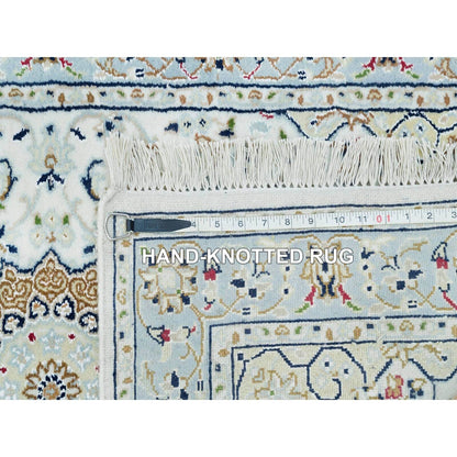 2'8"X13' White Hand Knotted Nain Design 250 Kpsi Organic Wool Runner Rug