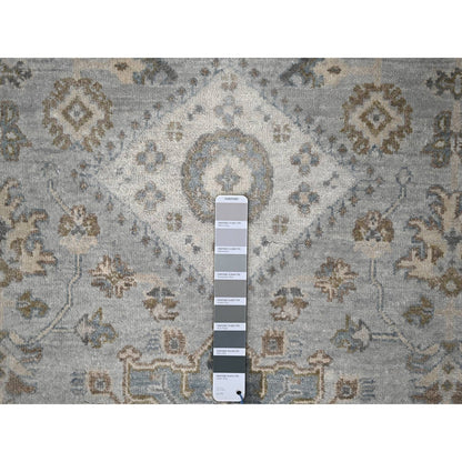 6'X9' Misty Gray, Pure Wool, Hand Knotted, Karjihooz Design Oriental Rug