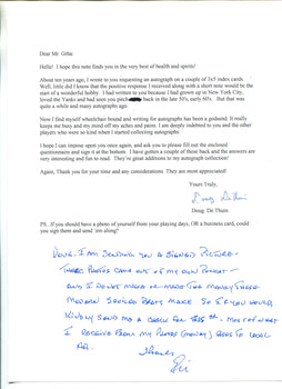 Eli Grba Autographed Hand Written Letter