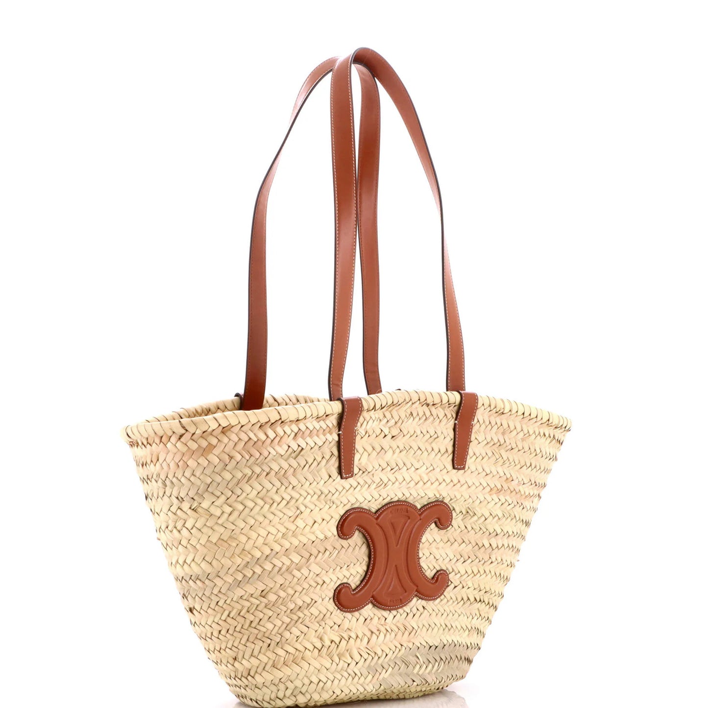 Celine Triomphe Basket Shoulder Bag Raffia With Leather Medium