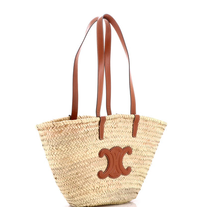 Celine Triomphe Basket Shoulder Bag Raffia With Leather Medium