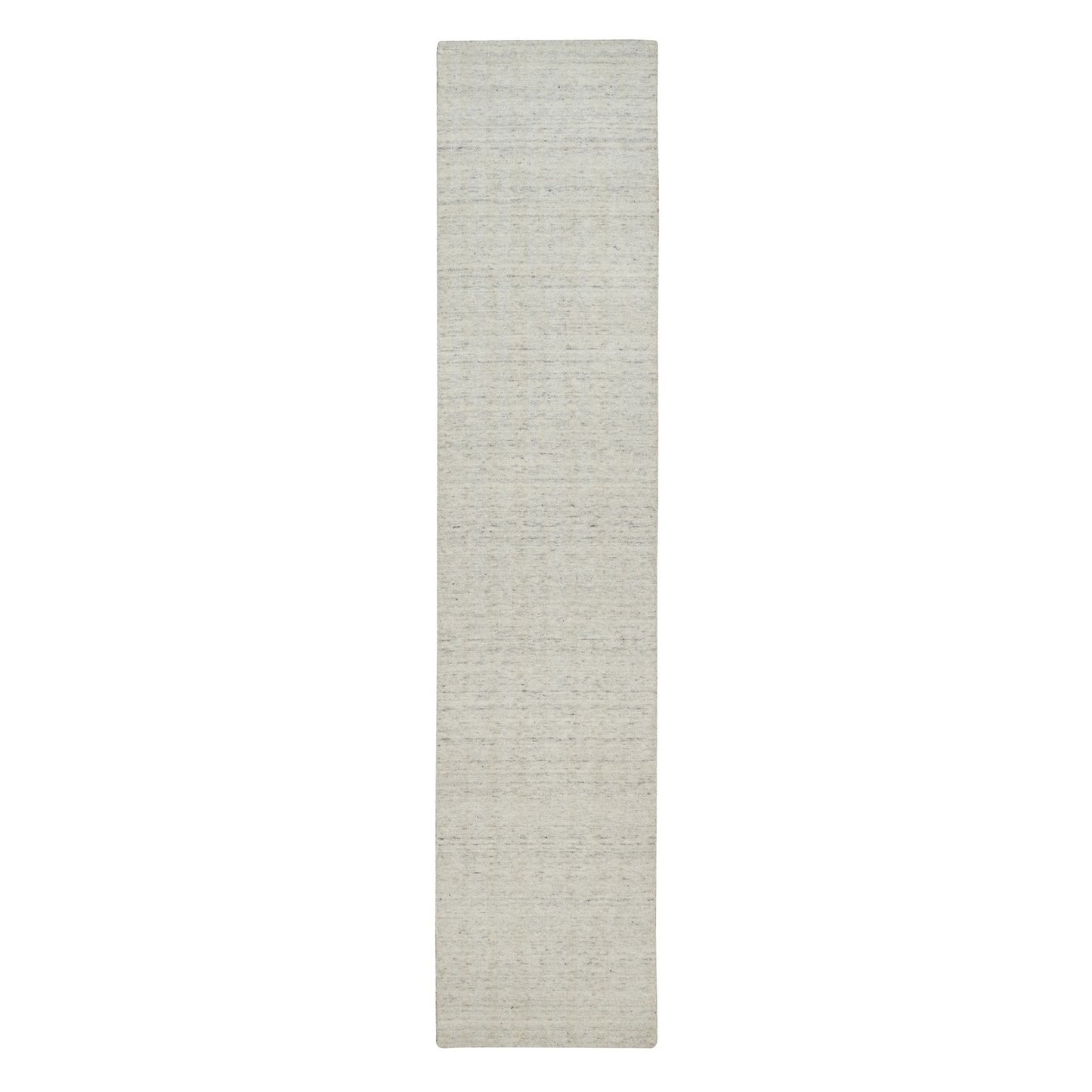2'6"X12' Ivory Vertical Stripe Design Hand Loomed Natural Wool Runner Rug