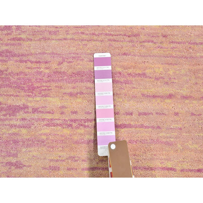 7'X7' Pink Thick And Plush Wool Ombre Design Hand Knotted Round Rug