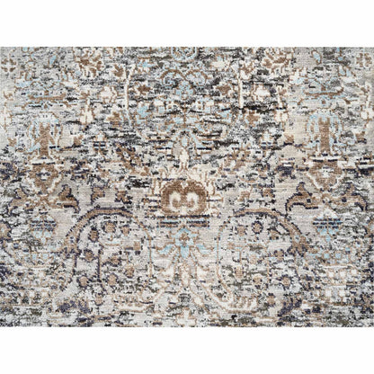 2'7"X22'3" Gray Transitional Farsian Silk/Wool Hand Knotted Xl Runner Rug