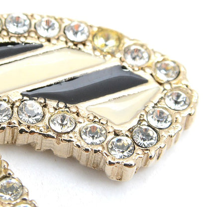 Chanel Necklace Coco Mark Striped Rhinestone Pendant Gold Color 06A Gp