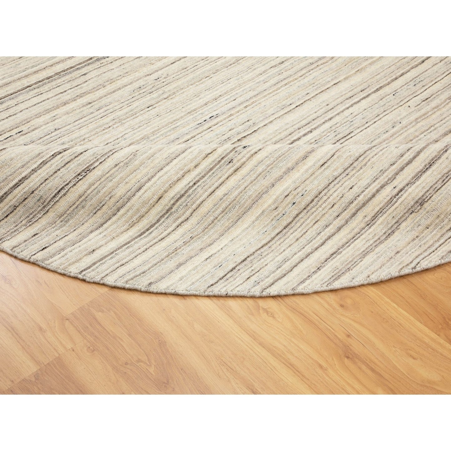 8'X8' Beige Hand Loomed Organic Wool Modern Oriental Rug