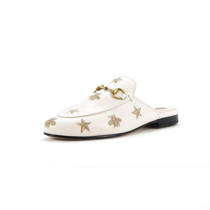 Gucci Women'S Princetown Mules Embroidered Leather