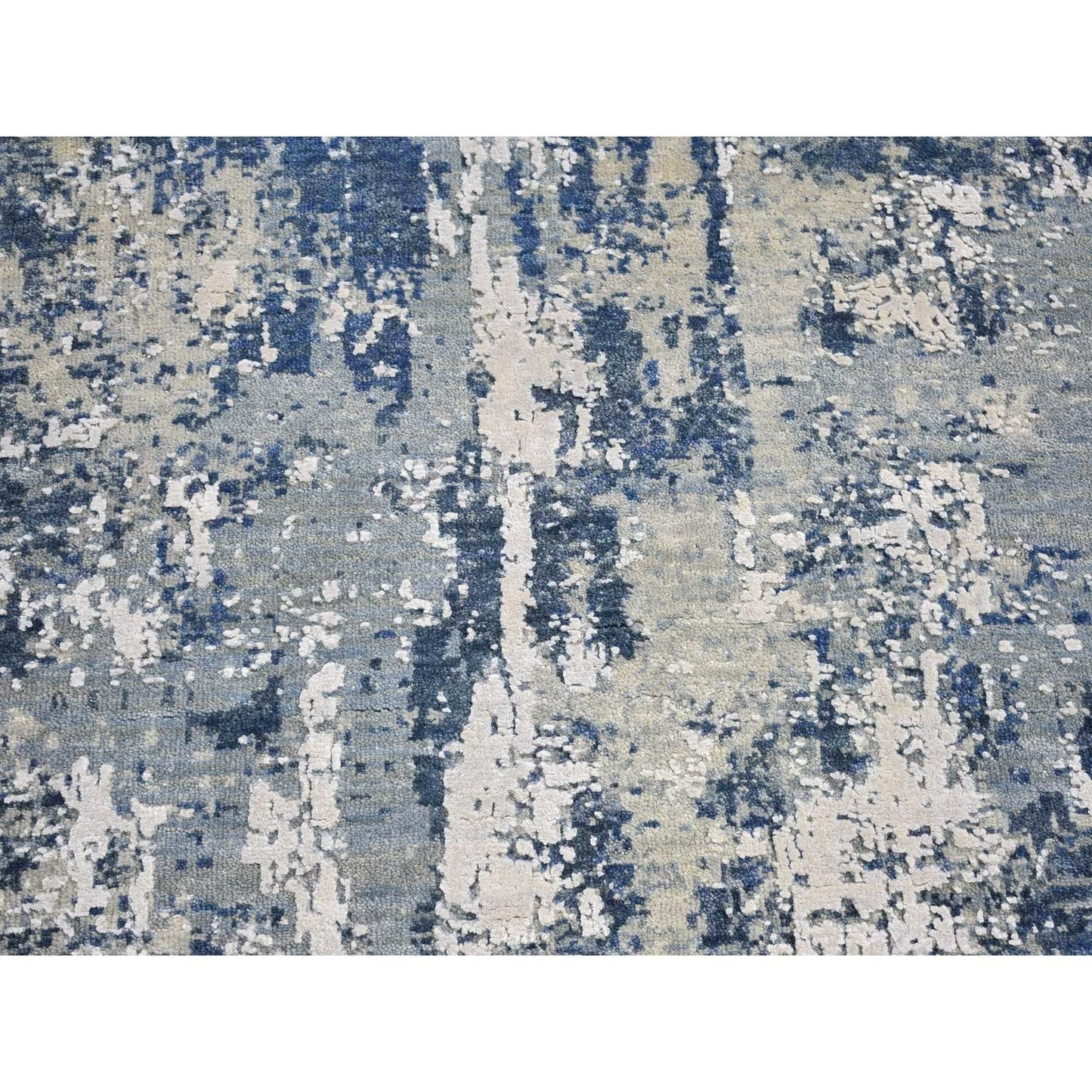 3'1"X5'1" Abstract Design Hi-Low Pile Wool And Pure Silk Hand Knotted Rug