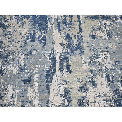 3'1"X5'1" Abstract Design Hi-Low Pile Wool And Pure Silk Hand Knotted Rug