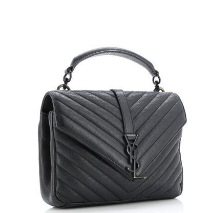 Saint Laurent Classic Monogram College Bag Matelasse Chevron Leather Medium