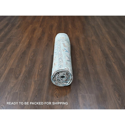 8'6"X11'3" Light Brown Antiqued Tebraz Design Pure Wool Hand Knotted Rug