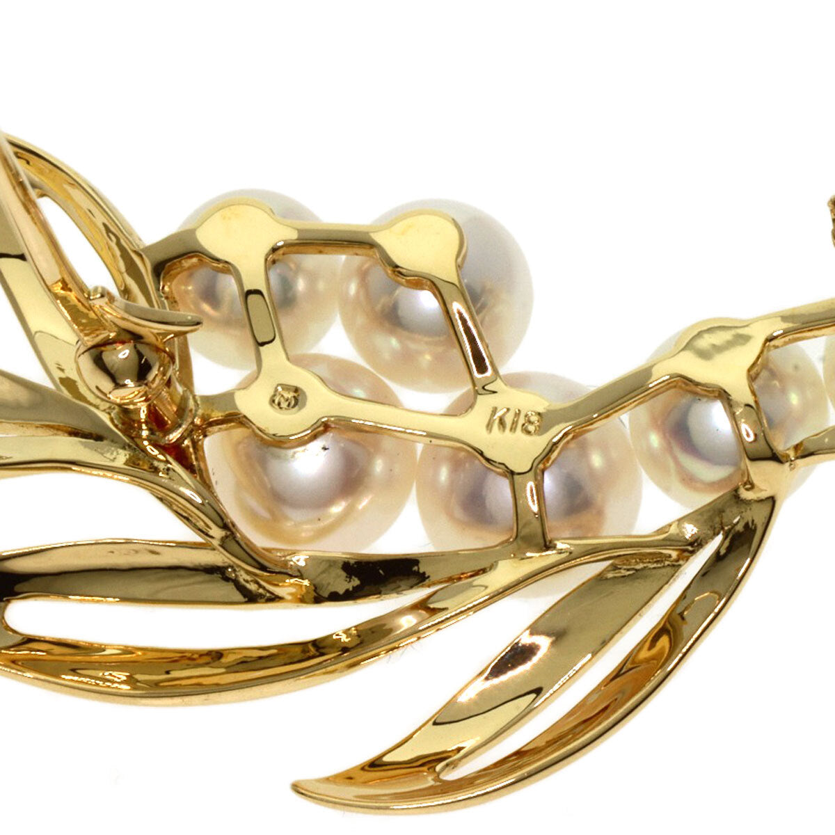 Mikimoto Pearl Pearl Brooch K18 Yellow Gold