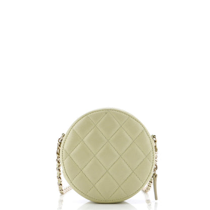 Chanel French New Wave Round Clutch With Chain Quilted Caviar
