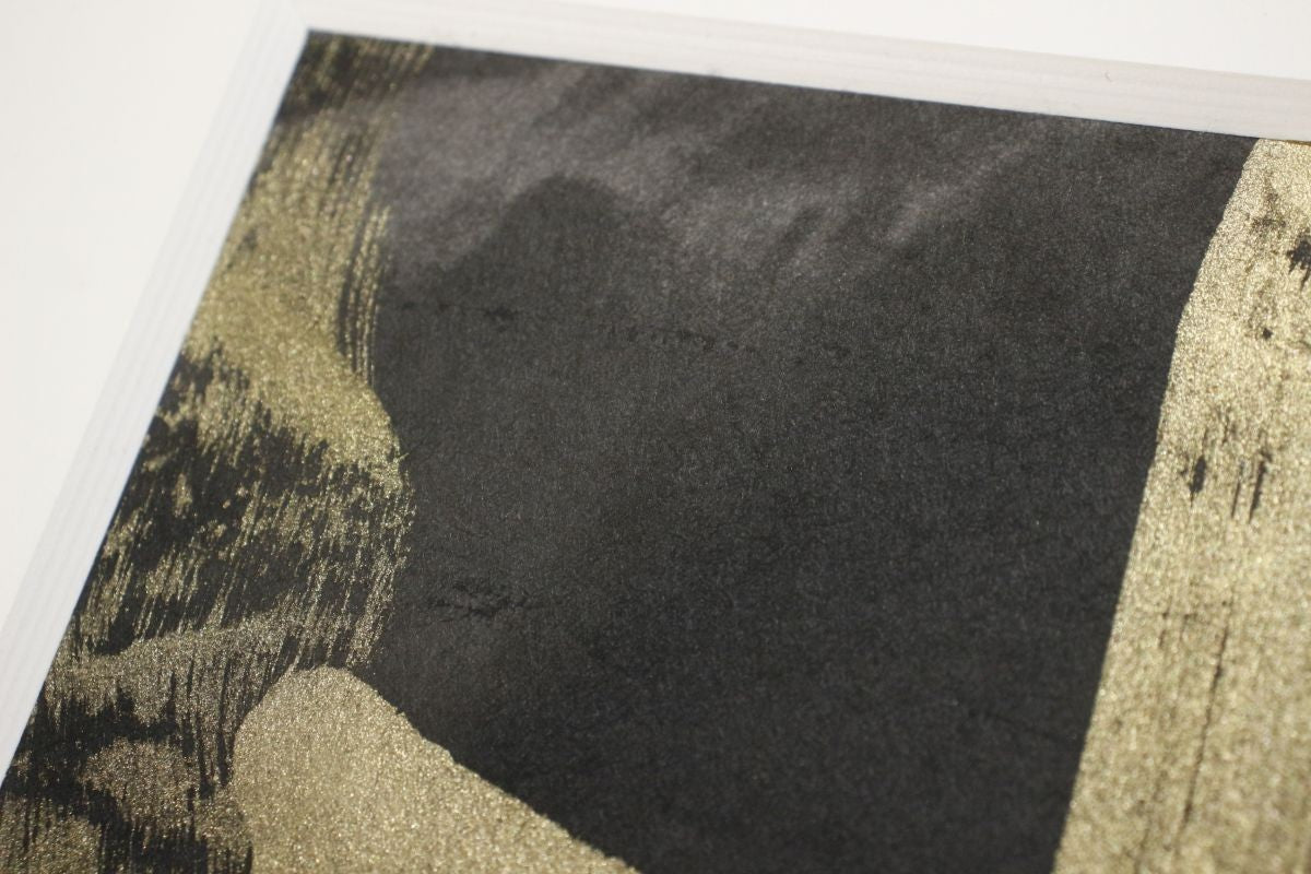 Hiroko Koshino Original Abstract Painting Gold & Black Signed Japanese Artist