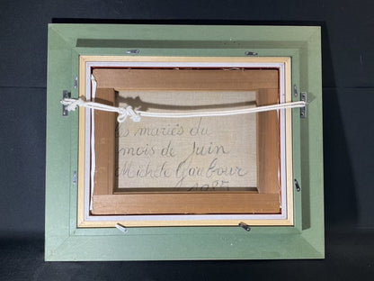 Michele Gaubour Les Maris Du Mois De Juin Original Oil Painting France 1985