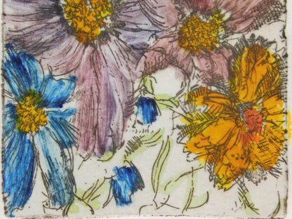 Joanne Isaac Bouquet I Hand Colored Etching Limited Edition Signed Floral Art