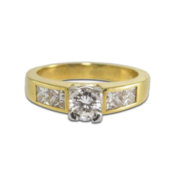 18K Yellow Gold Diamond Engagement Ring 1.30Ct