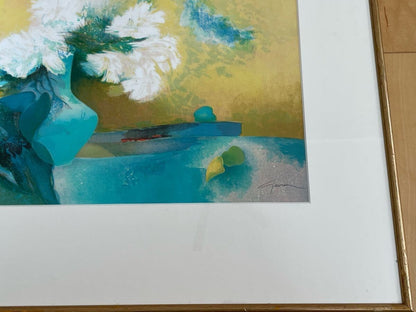 Claude Gaveau Hand Signed Lithograph Hc Large Modern French Art W/ Framed