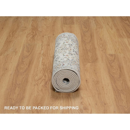 2'5"X10' Spring White Nain Hand Knotted 250 Kpsi Wool And Silk Runner Rug