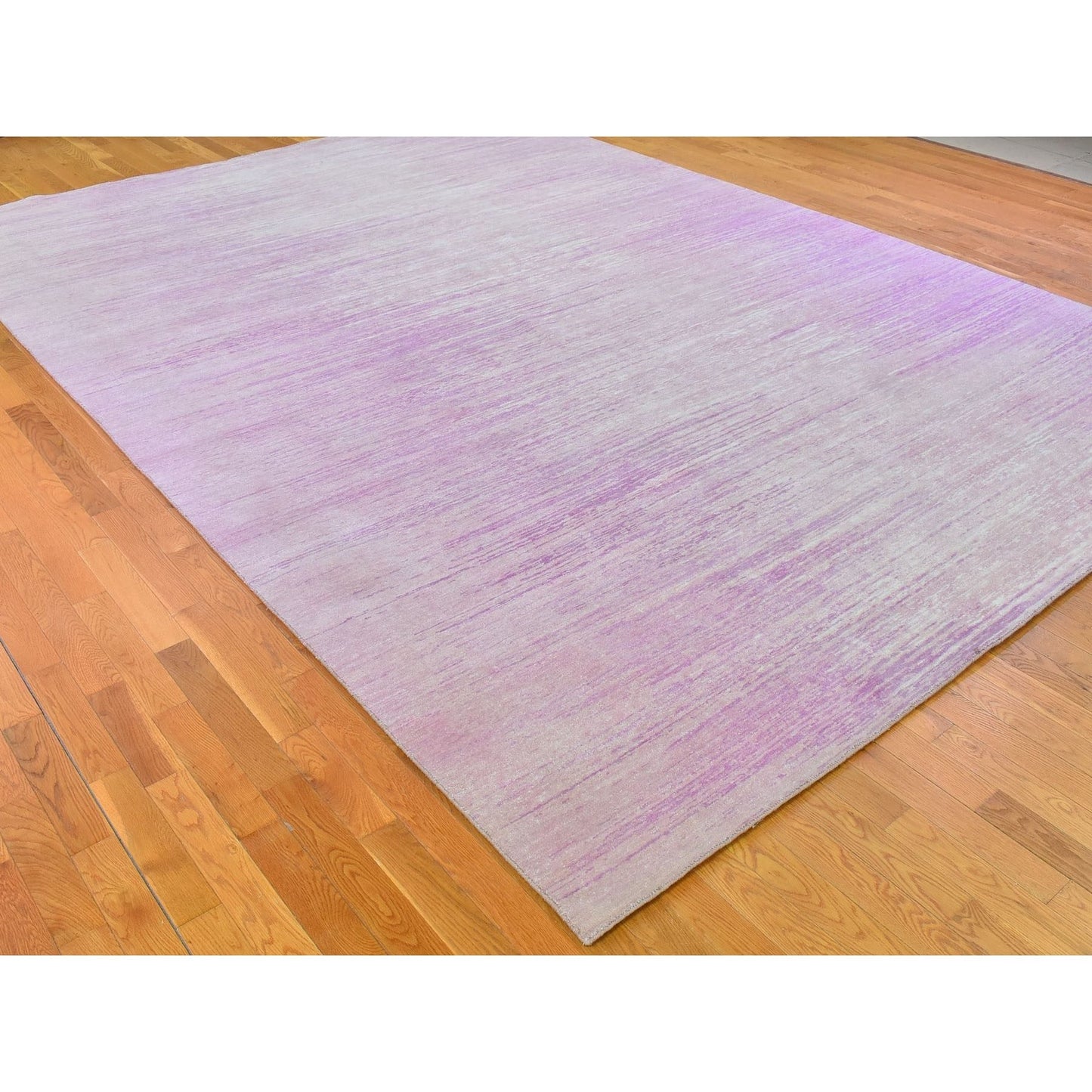 10'X14'2" Wool Only Ombre Design Pink With Touches Of Ivory Rug