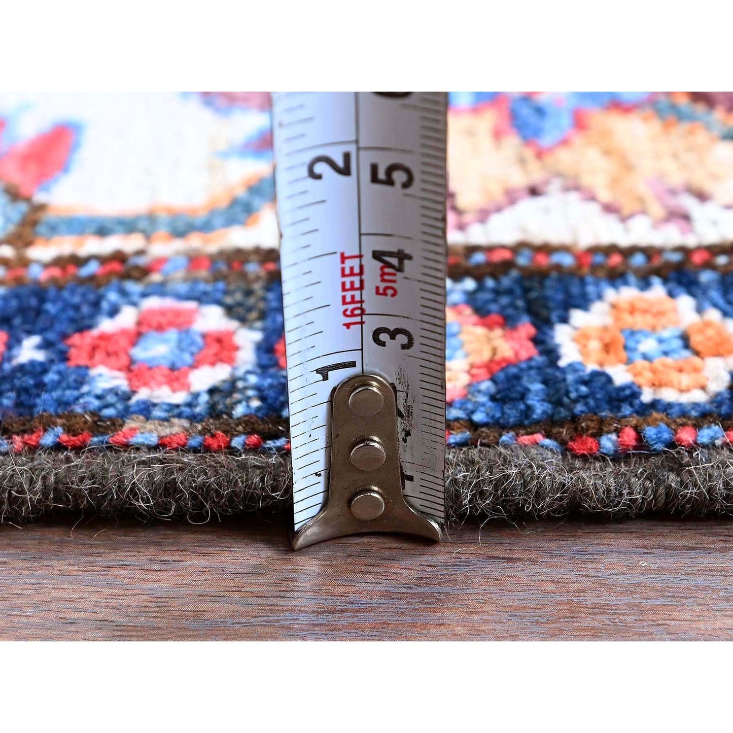 2'9"X9'8" Colorful Caucasian Design Revival Wool Hand Knotted Runner Rug