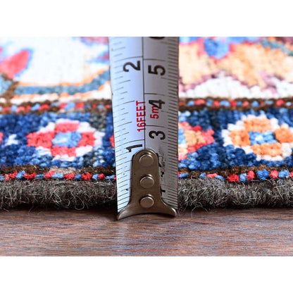 2'9"X9'8" Colorful Caucasian Design Revival Wool Hand Knotted Runner Rug