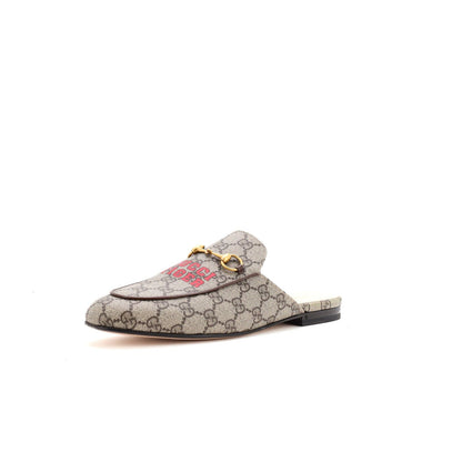 Gucci Women'S Princetown Mules Printed Gg Coated Canvas
