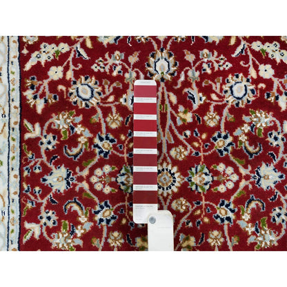 2'8"X6'8" Red 250 Kpsi Pure Wool Hand Knotted Nain Design Runner Rug