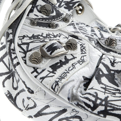 Balenciaga Le Cagole Graffiti Giant Studs Shoulder Bag Leather Mini